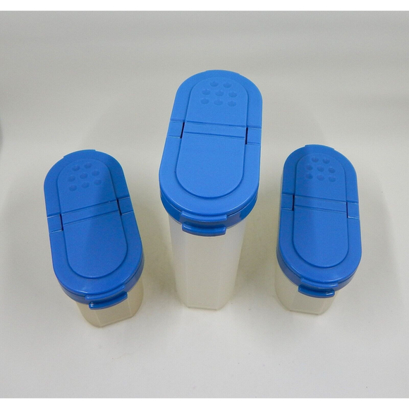 Tupperware Modular Mates Spice Containers Lt. Blue Lids Lot of 3 - Picture 3 of 8
